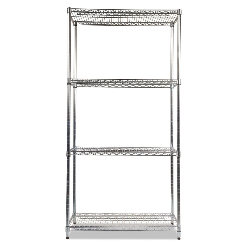 Alera NSF Certified Industrial Four-Shelf Wire Shelving Kit, 36w x 18d x 72h, Silver