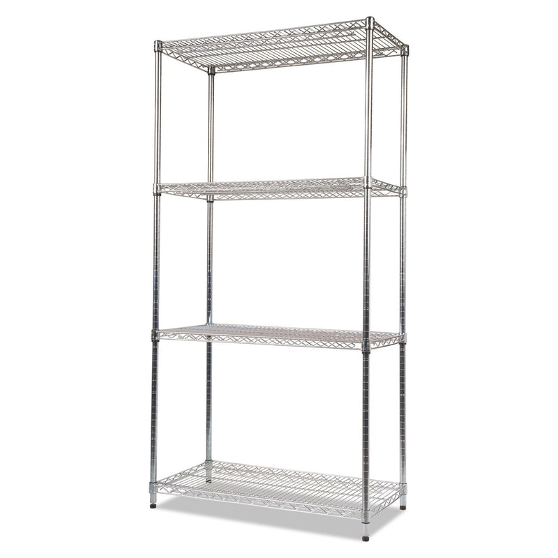 Alera NSF Certified Industrial Four-Shelf Wire Shelving Kit, 36w x 18d x 72h, Silver