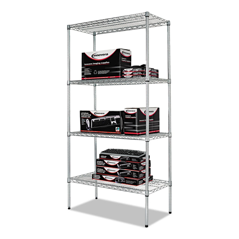 Alera NSF Certified Industrial Four-Shelf Wire Shelving Kit, 36w x 18d x 72h, Silver