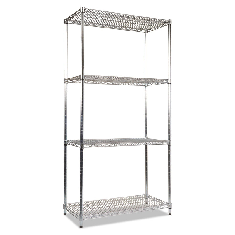 Alera NSF Certified Industrial Four-Shelf Wire Shelving Kit, 36w x 18d x 72h, Silver