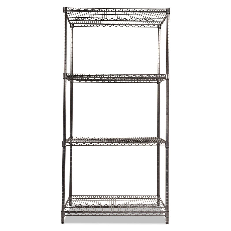 Alera Wire Shelving Starter Kit, Four-Shelf, 36w x 24d x 72h, Black Anthracite