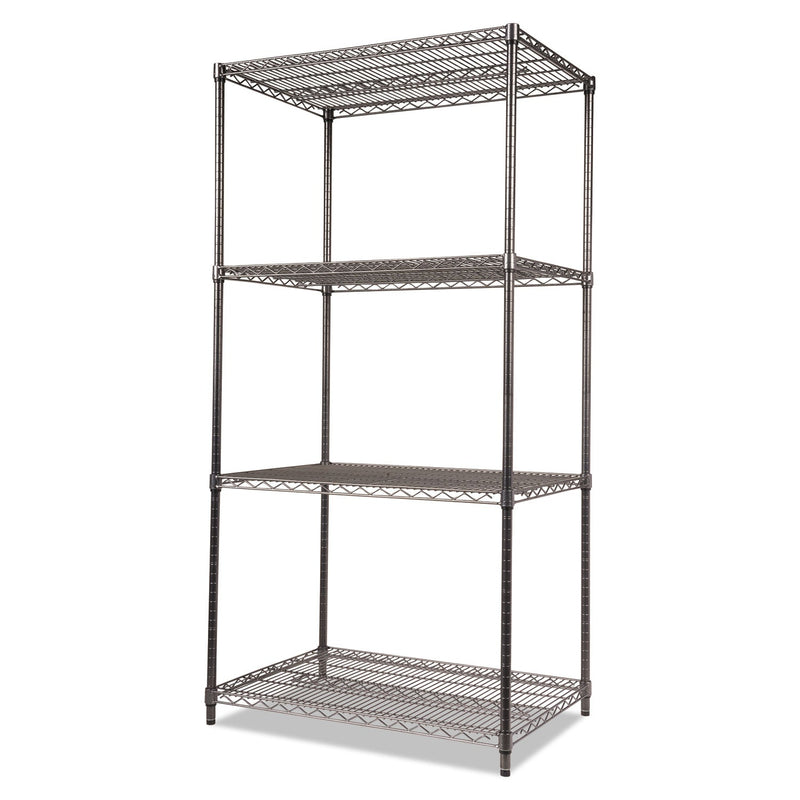 Alera Wire Shelving Starter Kit, Four-Shelf, 36w x 24d x 72h, Black Anthracite