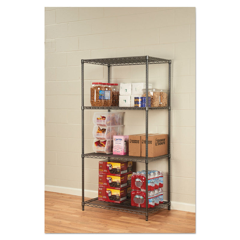 Alera Wire Shelving Starter Kit, Four-Shelf, 36w x 24d x 72h, Black Anthracite