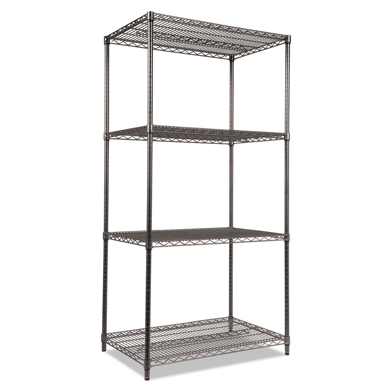 Alera Wire Shelving Starter Kit, Four-Shelf, 36w x 24d x 72h, Black Anthracite