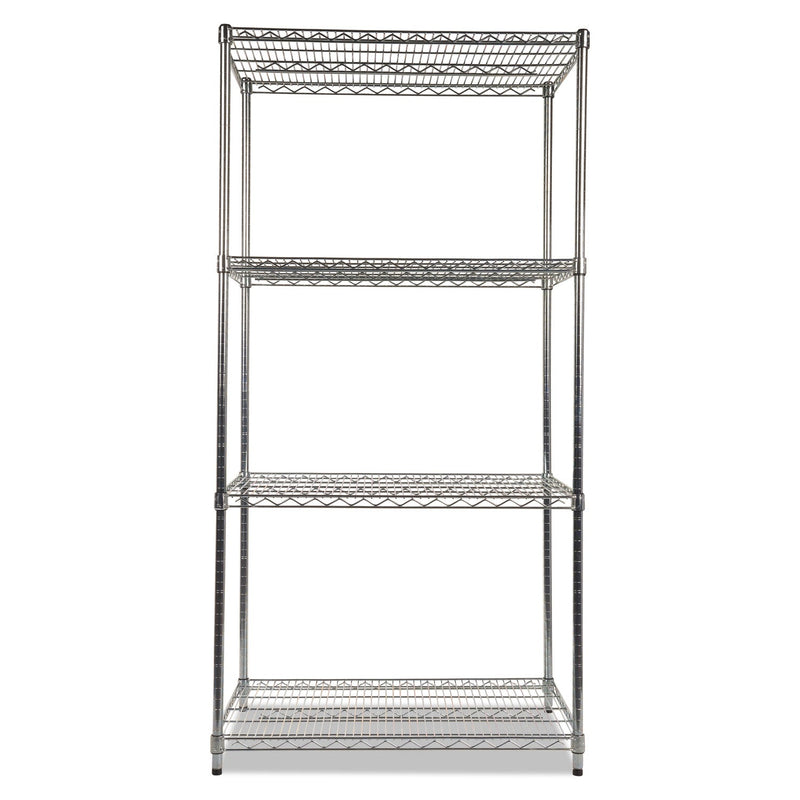 Alera NSF Certified Industrial Four-Shelf Wire Shelving Kit, 36w x 24d x 72h, Silver