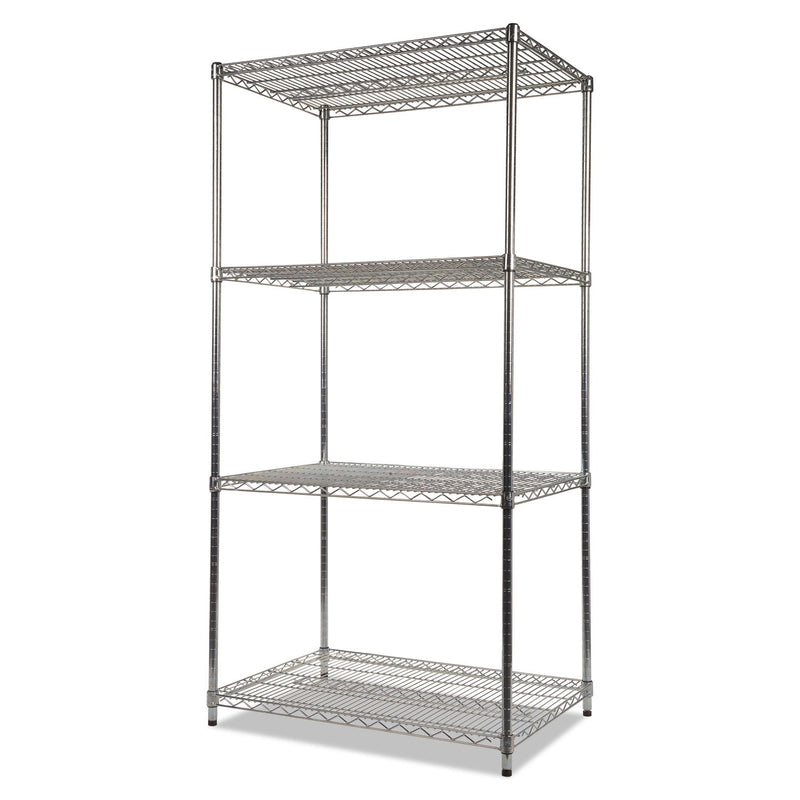 Alera NSF Certified Industrial Four-Shelf Wire Shelving Kit, 36w x 24d x 72h, Silver