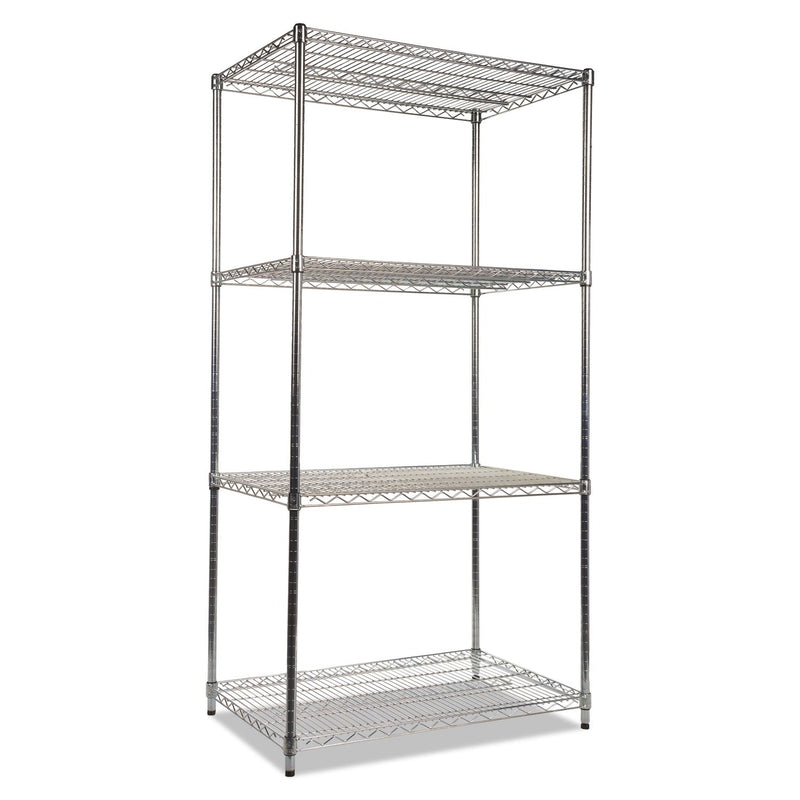 Alera NSF Certified Industrial Four-Shelf Wire Shelving Kit, 36w x 24d x 72h, Silver