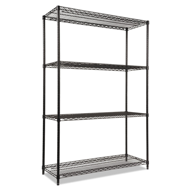 Alera NSF Certified Industrial Four-Shelf Wire Shelving Kit, 48w x 18d x 72h, Black
