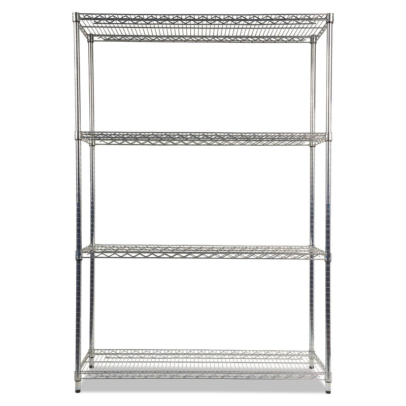 Alera NSF Certified Industrial Four-Shelf Wire Shelving Kit, 48w x 18d x 72h, Silver