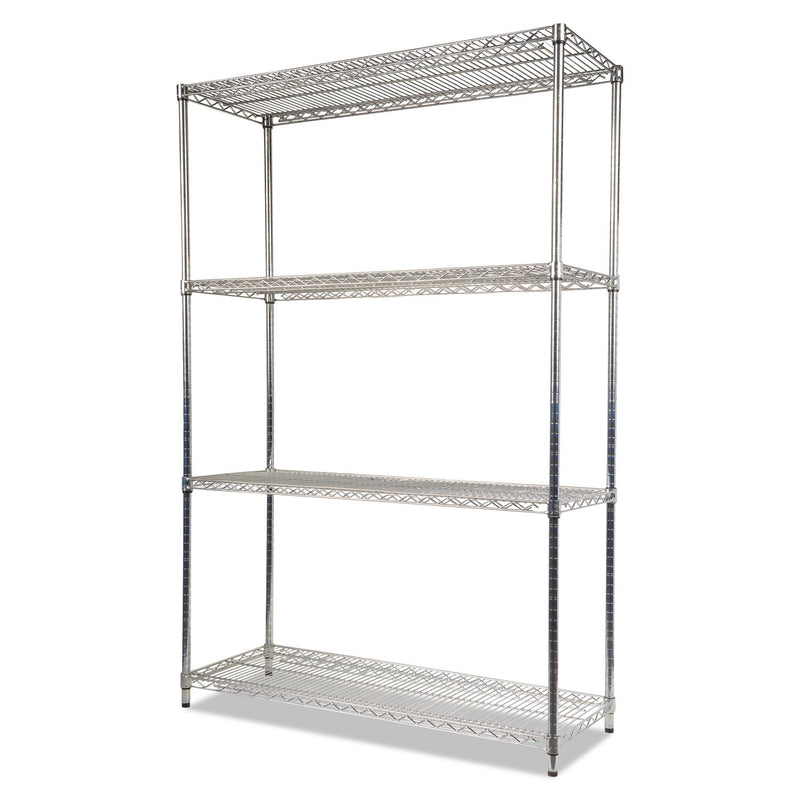Alera NSF Certified Industrial Four-Shelf Wire Shelving Kit, 48w x 18d x 72h, Silver