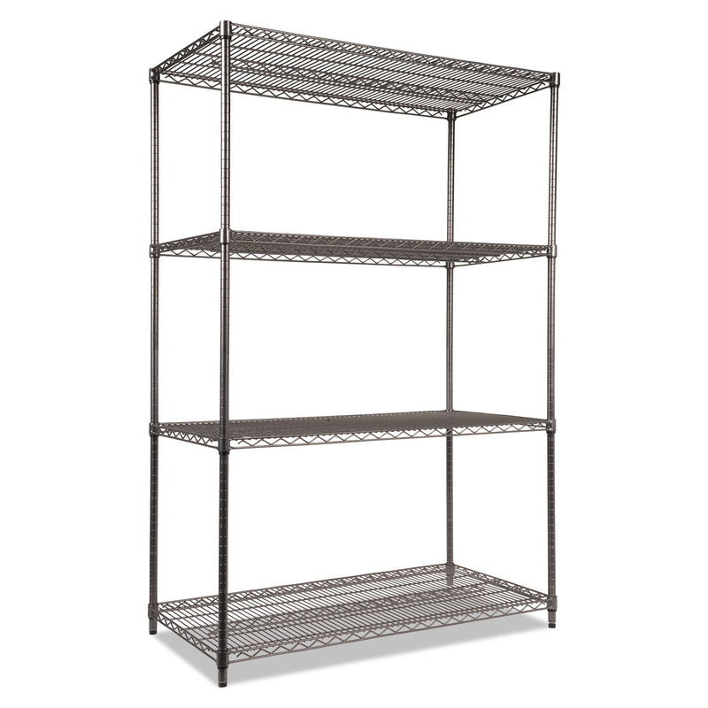 Alera Wire Shelving Starter Kit, Four-Shelf, 48w x 24d x 72h, Black Anthracite