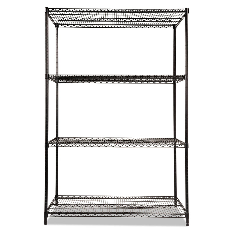 Alera NSF Certified Industrial Four-Shelf Wire Shelving Kit, 48w x 24d x 72h, Black