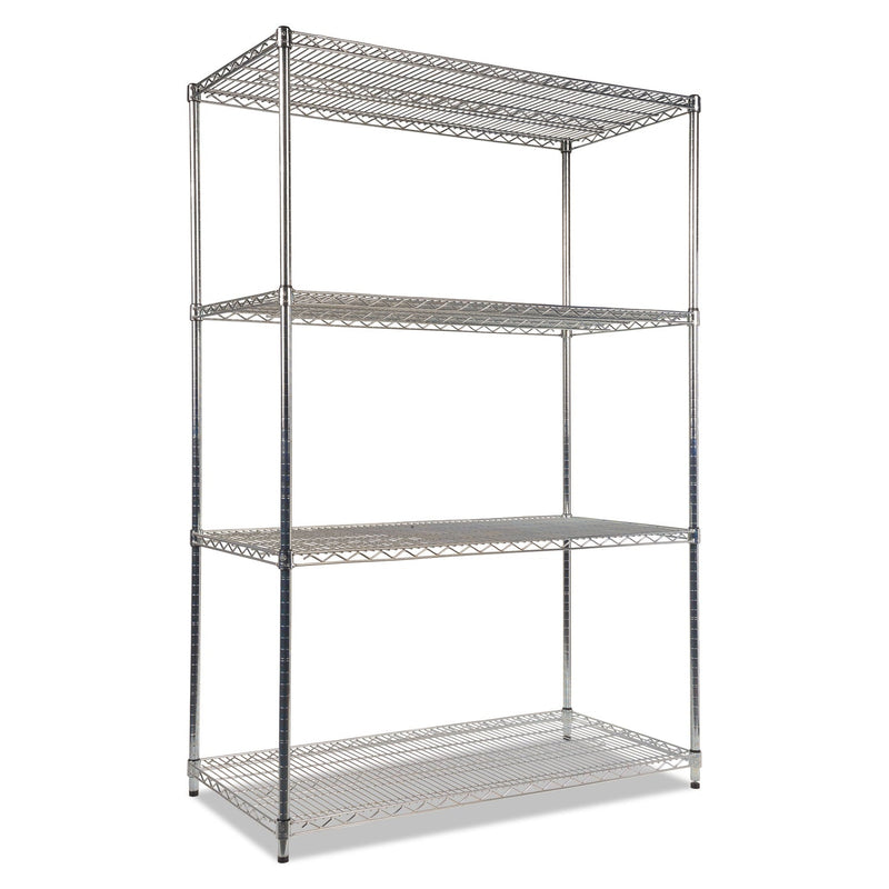 Alera NSF Certified Industrial Four-Shelf Wire Shelving Kit, 48w x 24d x 72h, Silver