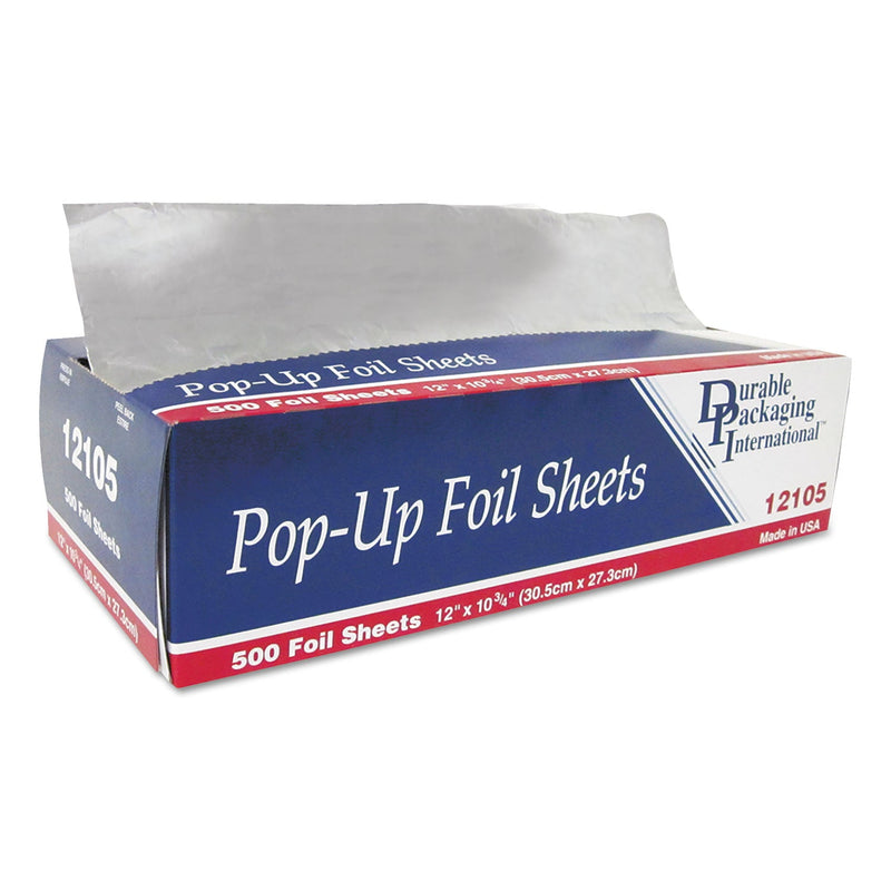 Durable Packaging Pop-Up Aluminum Foil Sheets, 12 x 10.75, 500/Box, 6 Boxes/Carton