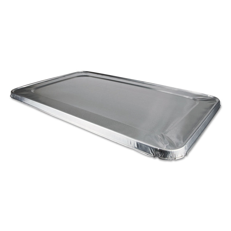 Durable Packaging Aluminum Steam Table Lids, Fits Rolled Edge Full-Size Pan, 12.88 x 20.81 x 0.63, 50/Carton