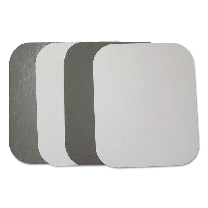 Durable Packaging Flat Board Lids, For 1 lb Oblong Pans, Silver, Paper, 1,000 /Carton