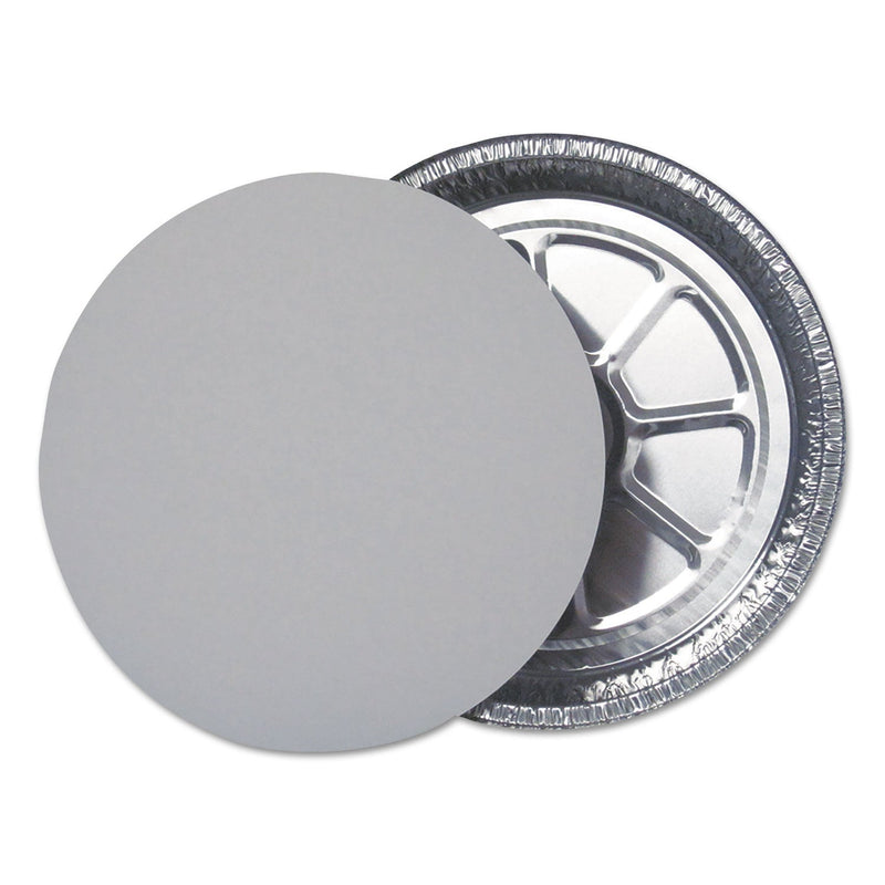 Durable Packaging Flat Board Lids for 9" Round Containers, Silver, Paper, 500 /Carton
