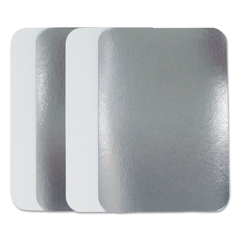 Durable Packaging Flat Board Lids, For 2.25 lb Oblong Pans, Silver, Paper, 500 /Carton