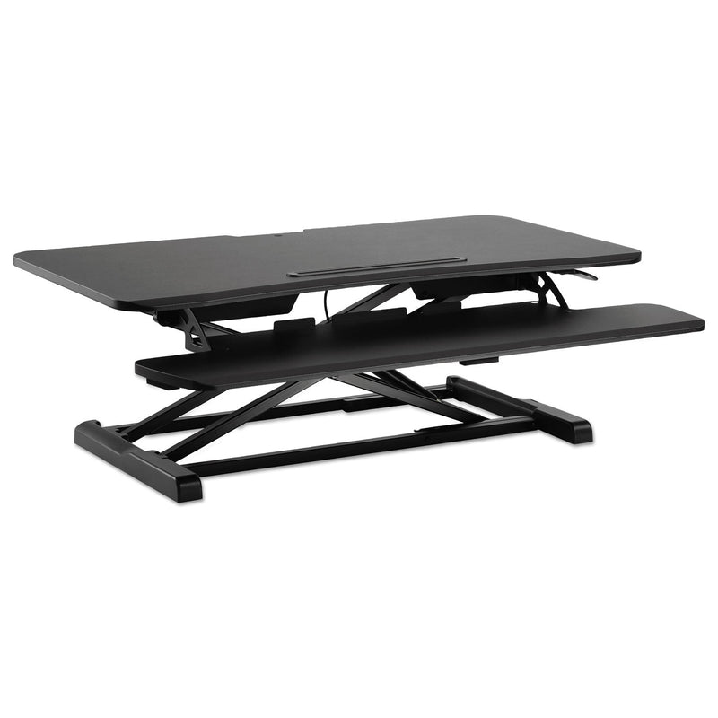 Alera AdaptivErgo Two-Tier Sit-Stand Lifting Workstation, 37.38" x 26.13" x 4.69" to 19.88", Black