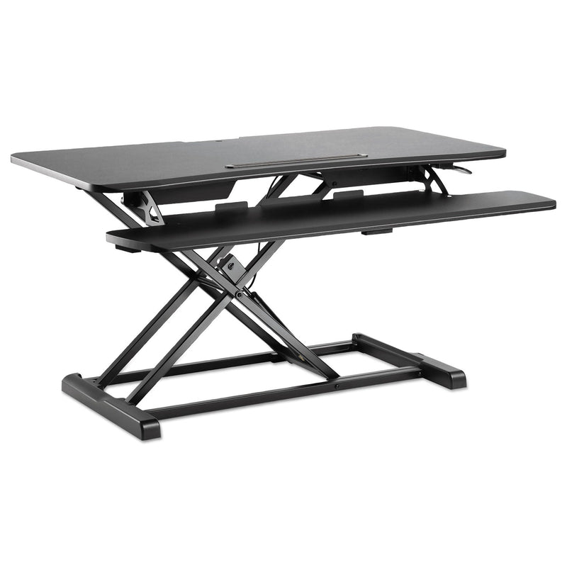 Alera AdaptivErgo Two-Tier Sit-Stand Lifting Workstation, 37.38" x 26.13" x 4.69" to 19.88", Black