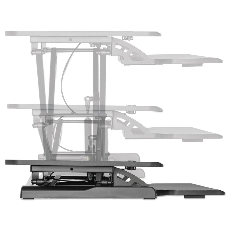 Alera AdaptivErgo Two-Tier Sit-Stand Lifting Workstation, 31.5" x 26.13" x 4.33" to 19.88", Black