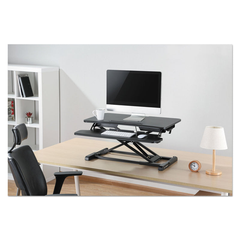 Alera AdaptivErgo Two-Tier Sit-Stand Lifting Workstation, 31.5" x 26.13" x 4.33" to 19.88", Black