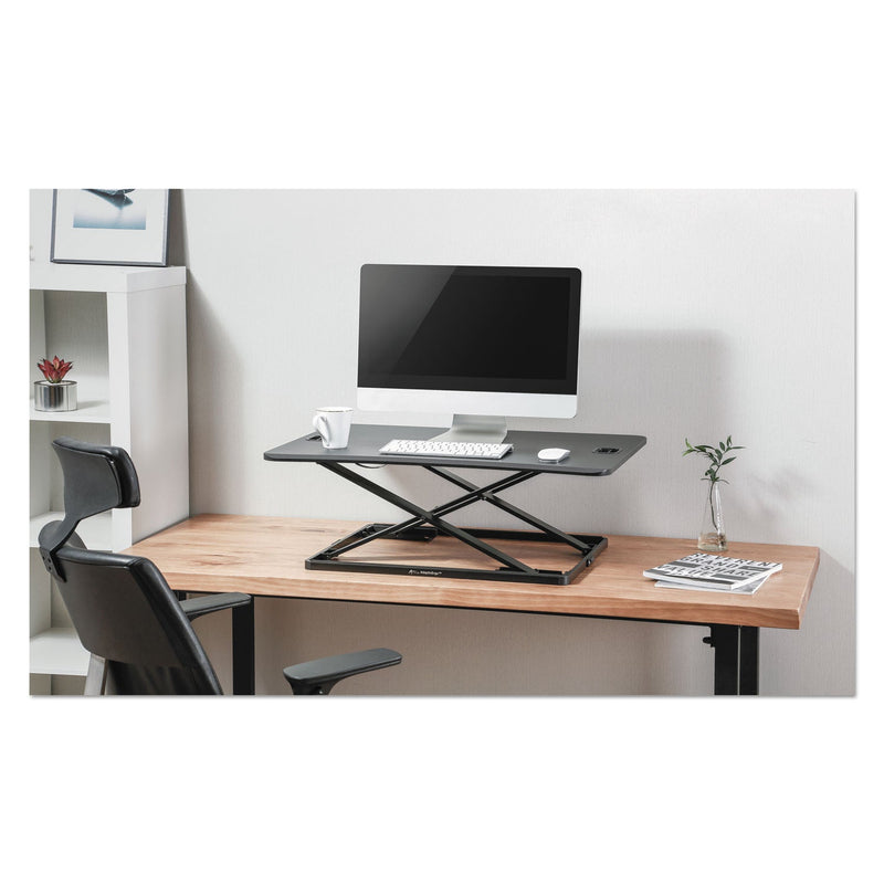 Alera AdaptivErgo Ultra-Slim Sit-Stand Desk, 31.33" x 21.63" x 1.5" to 16", Black