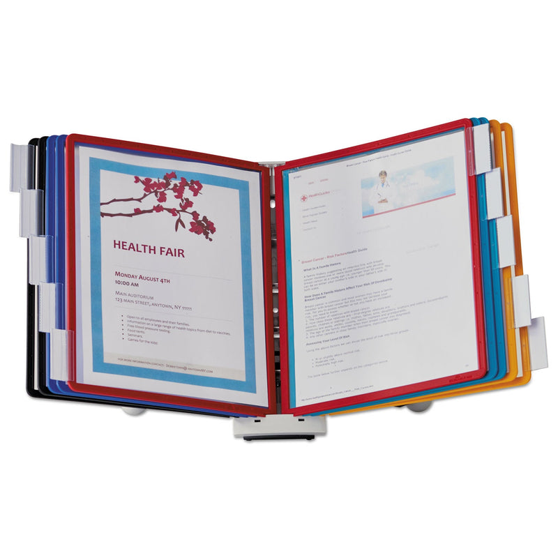 Durable SHERPA Desk Reference System, 10 Panels, 10 x 5.63 x 13.88, Assorted Borders