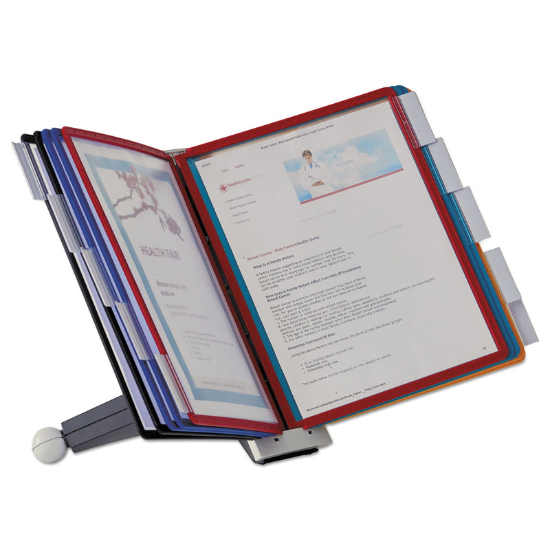 Durable SHERPA Desk Reference System, 10 Panels, 10 x 5.63 x 13.88, Assorted Borders