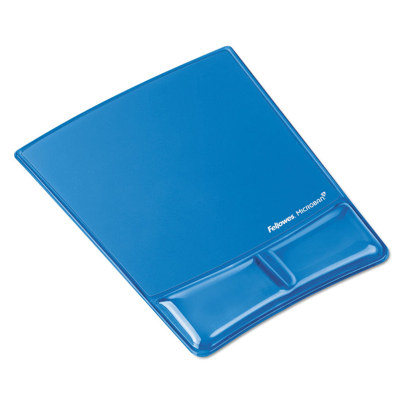 Fellowes Gel Wrist Support with Attached Mouse Pad, 8.25 x 9.87, Blue