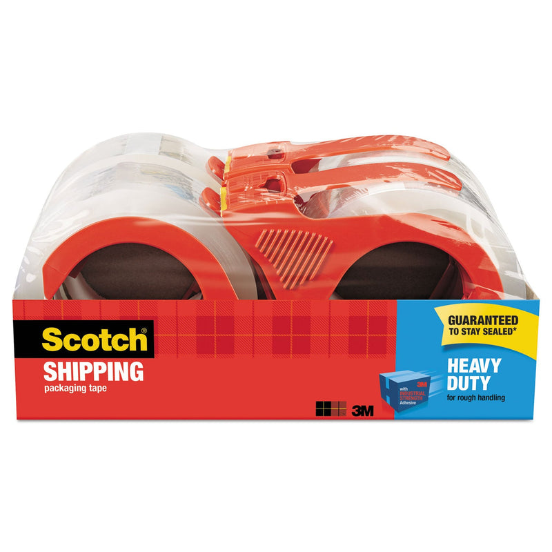Scotch 3850 Heavy-Duty Packaging Tape with Dispenser, 3" Core, 1.88" x 54.6 yds, Clear, 4/Pack