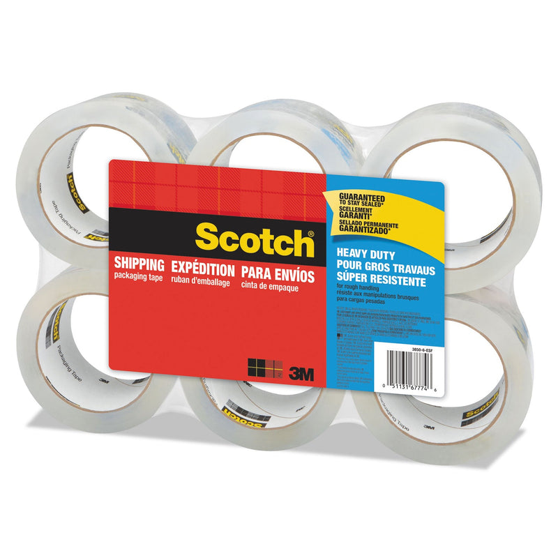 Scotch 3850 Heavy-Duty Packaging Tape, 3" Core, 1.88" x 54.6 yds, Clear, 6/Pack