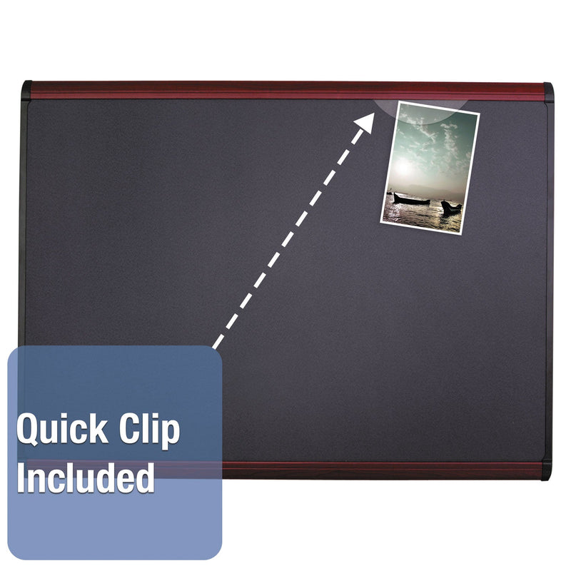 Quartet Prestige Plus Magnetic Fabric Bulletin Board, 48 x 36, Mahogany Frame