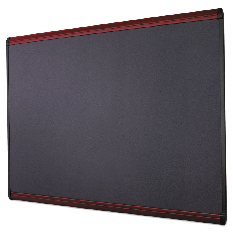 Quartet Prestige Plus Magnetic Fabric Bulletin Board, 36 x 24, Mahogany Frame