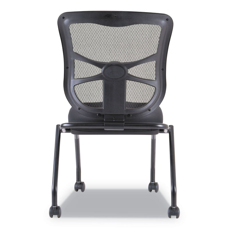 Alera Elusion Mesh Nesting Chairs, Supports Up to 275 lb, Black, 2/Carton