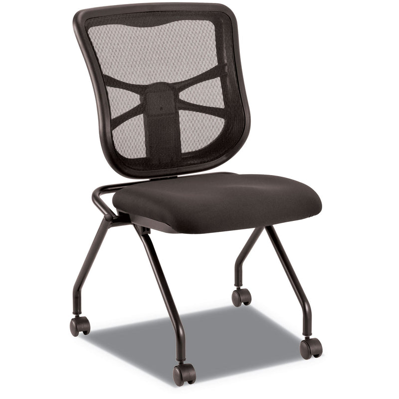 Alera Elusion Mesh Nesting Chairs, Supports Up to 275 lb, Black, 2/Carton