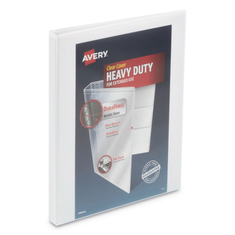 Avery Heavy-Duty View Binder with DuraHinge and One Touch Slant Rings, 3 Rings, 0.5" Capacity, 11 x 8.5, White
