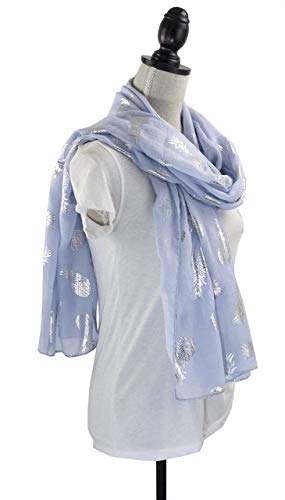 stylesilove Women Spring Summer Metallic Foil Print Lightweight Cotton Scarf Wrap Beach Shawl