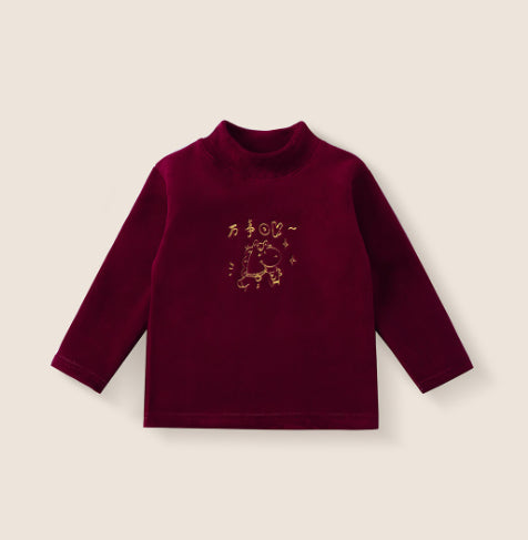 Sweatshirt Set Winter Fleece-Lined Thickened One-Piece Fleece Baby Korean-Style Fake Two-Piece Pants Set