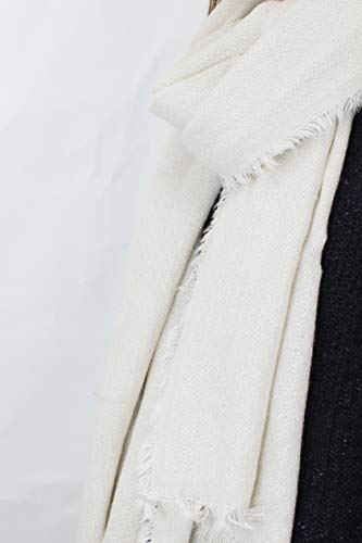 stylesilove Women Solid Color Frayed Edges Cashmere Blend Blanket Scarf Autumn Winter Soft Woven Wrap Shawl