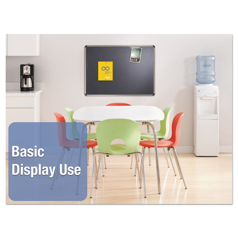 Quartet Prestige Euro-Style Embossed Foam Bulletin Board, 36 x 24, Black/Aluminum Frame