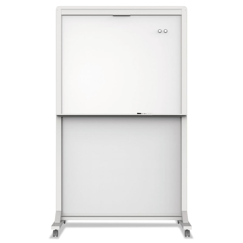 Quartet Motion Dual-Track Mobile Magnetic Dry-Erase Easel, Two 40 1/2 x 34 Panels, White