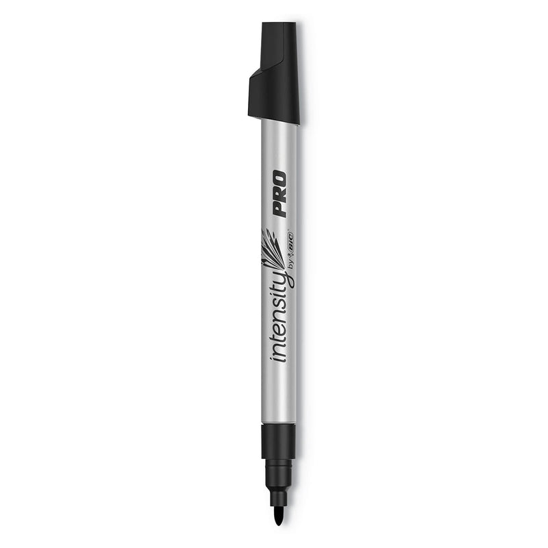 BIC Intensity Metal Pro Permanent Marker, Fine Pro Bullet Tip, Black, Dozen
