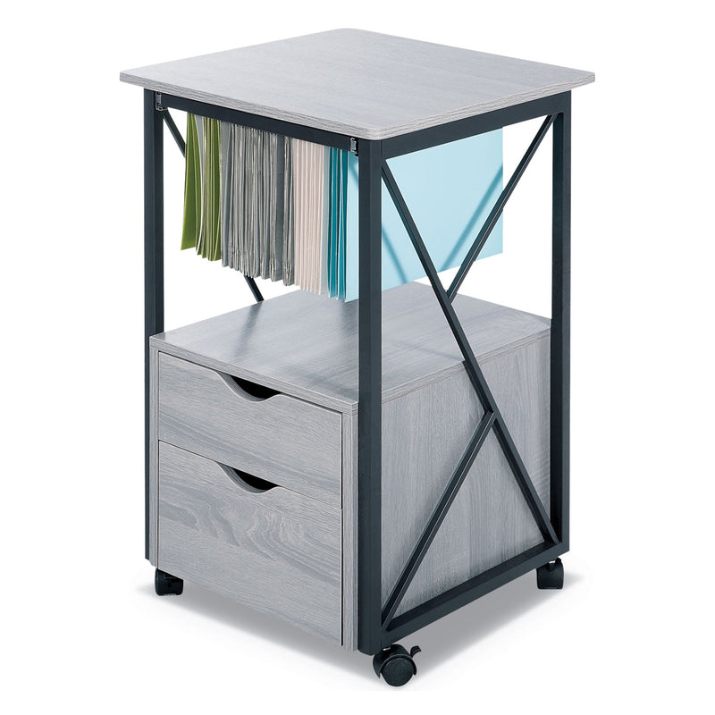 Safco Mood Storage Pedestals with Open-Format Hanging File Rack, Left or Right, 2 Drawers: Box/File, Gray, 17.75" x 17.75" x 30"