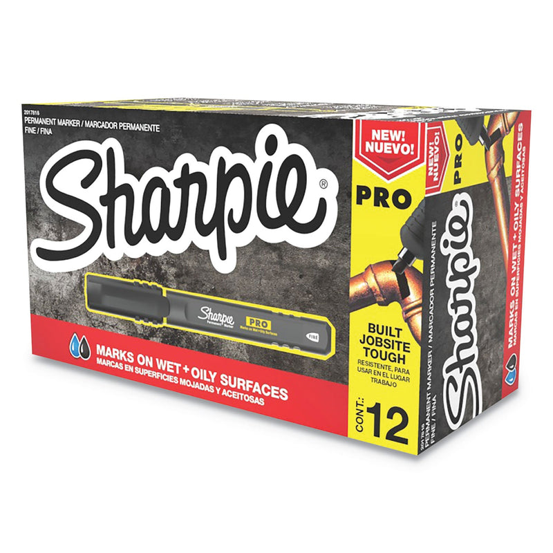 Sharpie Pro Permanent Marker, Fine Bullet Tip, Black, Dozen
