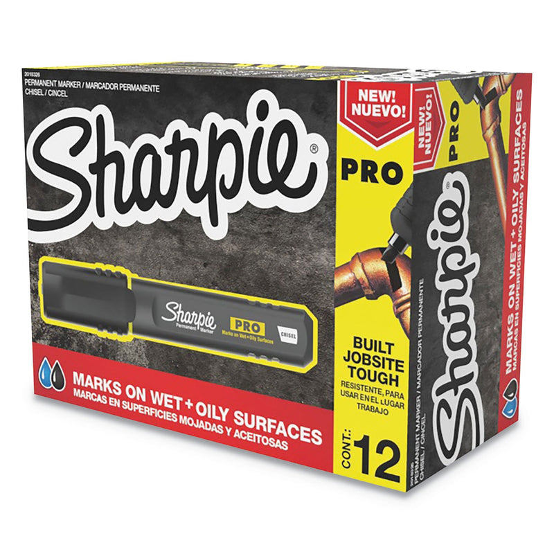 Sharpie Pro Permanent Marker, Broad Chisel Tip, Black, Dozen
