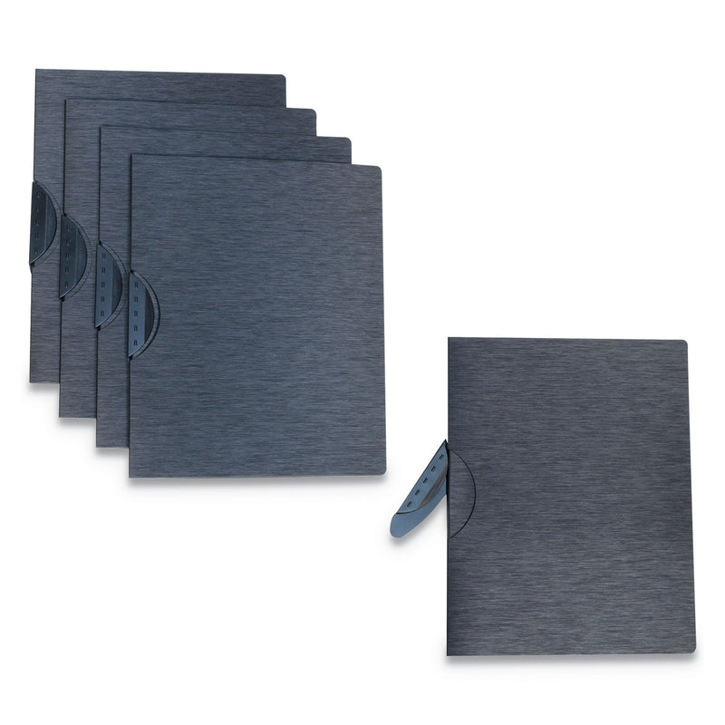 C-Line Modern Metallic Executive Style Report Cover, Swing Clip, 8.5 x 11, Black/Black, 5/Pack
