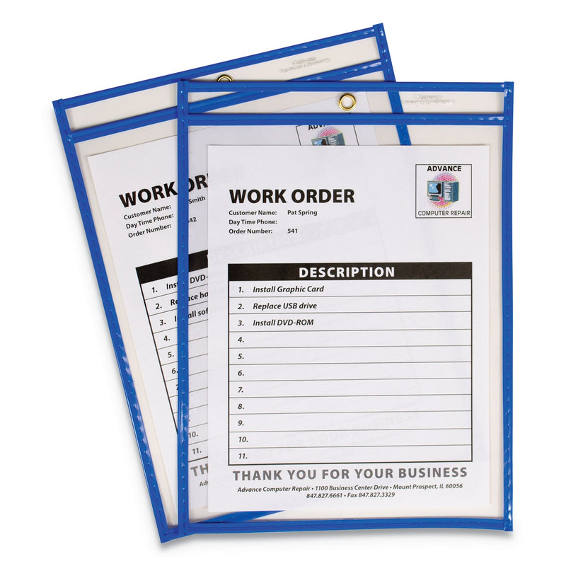 C-Line Stitched Shop Ticket Holders, Top Load, Super Heavy, Clear, 9" x 12" Inserts, 15/Box