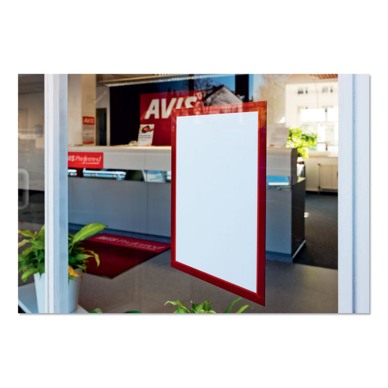 Durable DURAFRAME Sign Holder, 8.5 x 11, Red Frame, 2/Pack