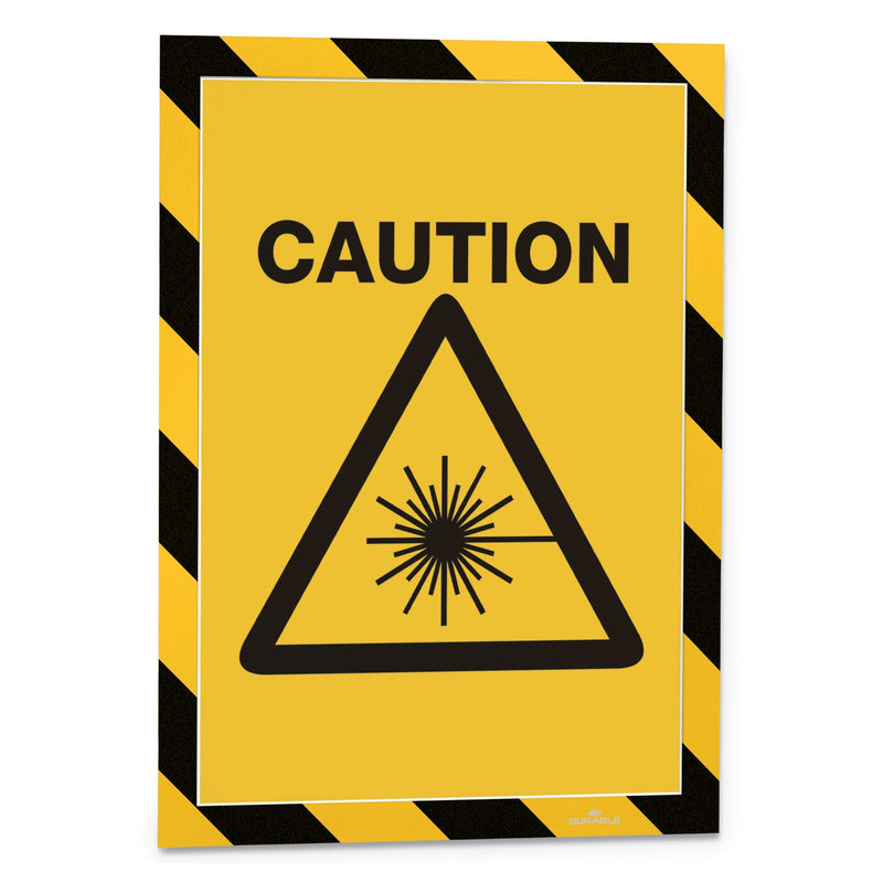 Durable DURAFRAME Security Magnetic Sign Holder, 8.5 x 11, Yellow/Black Frame, 2/Pack